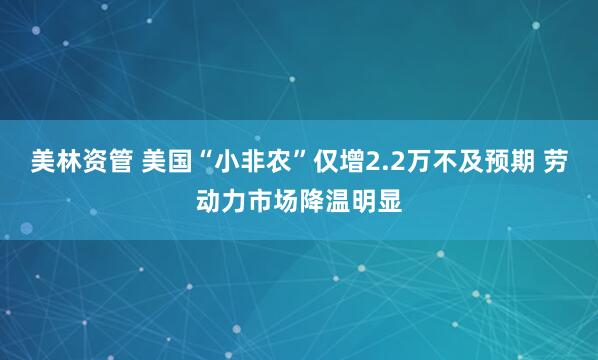 美林资管 美国“小非农”仅增2.2万不及预期 劳动力市场降温明显